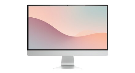 Fototapeta premium Sleek All-in-One Computer Display with Abstract Pastel Background for Modern Workspace Setup