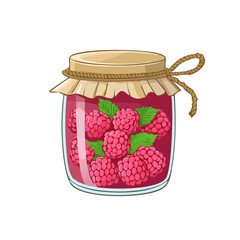Jar of Raspberry Jam Illustration: A Sweet and Fruity Delight