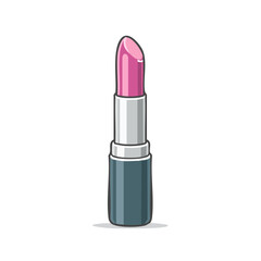 Obraz premium Pink lipstick tube illustration on black background for beauty or fashion concept