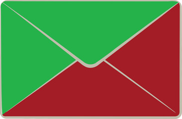 Stock vector graphic of green and red christmas envelope for holiday season