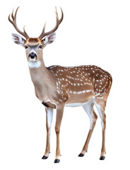 whitetail deer buck isolated on white background.