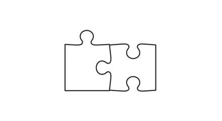 Puzzle pieces hand-drawn black and white minimal illustration