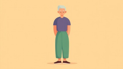 Simple Illustration of Young Adult with Hands in Pockets