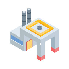 Modern isometric style icon of tall industrial building
