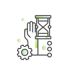 Time management concept with planning, scheduling, productivity, goal setting, task prioritization, work efficiency, organization, and focus in outline vector style icon logo