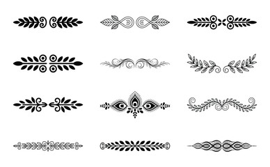 Obraz premium Collection of decorative flourishes and borders isolated on white background
