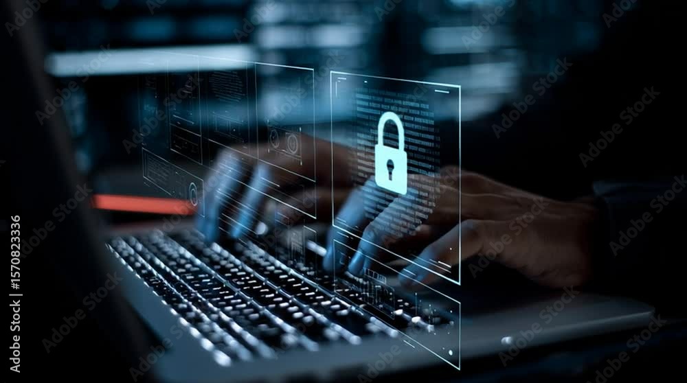 Poster video. secure data protection and network security systems. vpn connections and zero trust security.