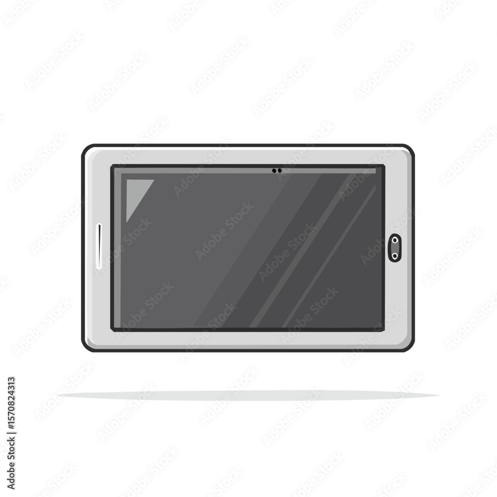 Fototapete Stylized tablet computer illustration sleek digital device with gray screen and simplified interface modern technology graphic for design