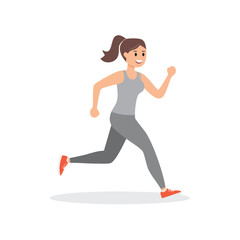 Fototapeta premium Active woman running exercise illustration fitness lifestyle wellbeing vitality