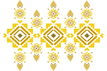 Traditional ethnic seamless Thai pattern. Yellow, gold color. Fabric pattern for textile, carpet, wallpaper, clothing, sarong, batik, wrap, embroidery, print, background, cover, vector illustration.