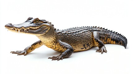 Fototapeta premium Alligator isolated, standing sideways, detailed scales