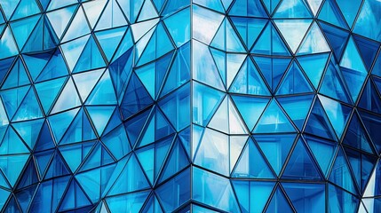 Abstract blue glass geometric pattern