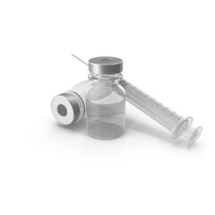 Medical Vial and Syringe, Vaccination Injection Healthcare  , 3d render, transparent background, PNG