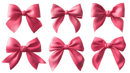 set of red bow isolated on transparent or white background