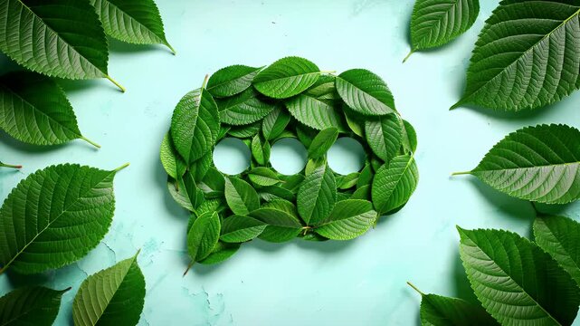 Leafy Green Chat Bubble Over Teal Background Symbolizing Environmental Communication and Dialogue