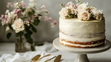 wedding cake with roses