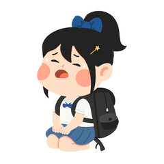 Student sitting with heavy backpack