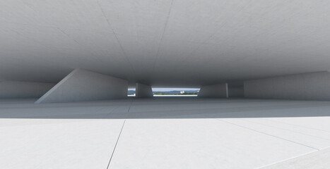 3d rendering modern empty concrete building exterior with city view
