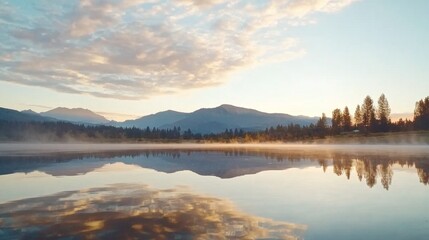 Fototapeta premium Majestic sunrise over Eskifjordur fjord, vibrant purple and red skies, misty waters, rugged mountains, serene untouched landscape