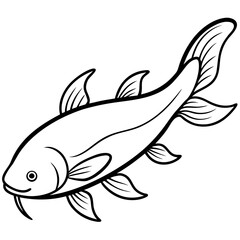 Catfish line art vector