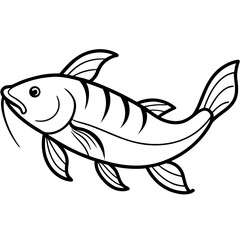 Catfish line art vector