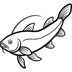Catfish line art vector