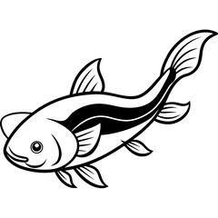 Catfish line art vector