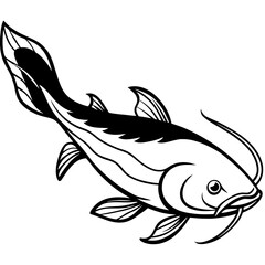 Catfish line art vector