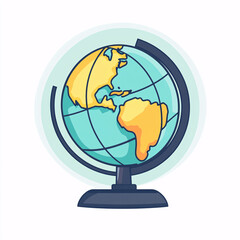 Colorful Globe Illustration Showing the Americas and Africa on a Stand
