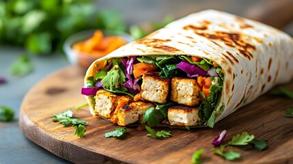 Plant-based wrap with grilled tofu