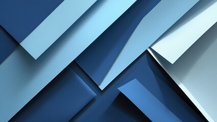 Modern Abstract Blue Geometric Background with Overlapping Layered Paper Shapes
