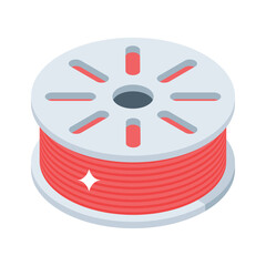 A trendy isometric icon of wire spool setup