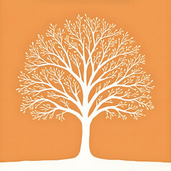A watercolor illustration where the background is a perfectly flat, soft orange wash.