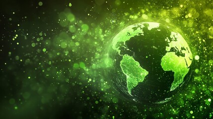 A green planet with a green background. The planet is surrounded by a green glow