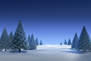 Fototapeta premium Snowy landscape with fir trees