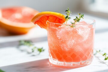 A sophisticated non-alcoholic spritzer garnished with fresh citrus, embodying a modern and healthy lifestyle choice.