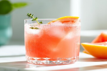 A sophisticated non-alcoholic spritzer garnished with fresh citrus, embodying a modern and healthy lifestyle choice.