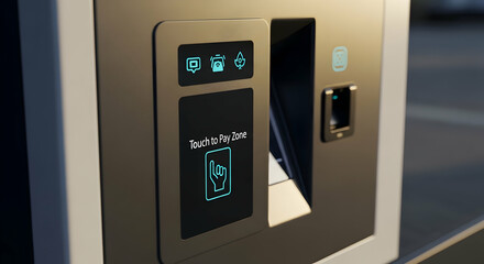 Touchless Payment System Technology At Modern Charging Station For Electric Vehicle