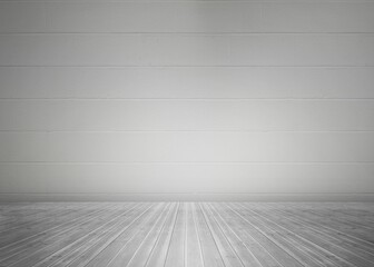 Vacant room is being shown in flat design, featuring gray cinder block wall and wooden floor