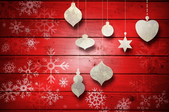 Fototapeta Christmas decorations over wood