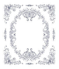 Vintage vector frame with a lot of floral elements, dividers, corners. Retro Victorian style.