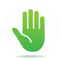 Obraz premium Green hand gesture icon against a white circular background. Symbolizes protection, warning, security, or a high-five.