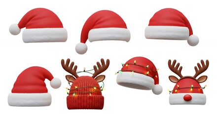Collection of christmas santa hats