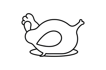 Roasted Chicken Outline on Platter Simple Silhouette