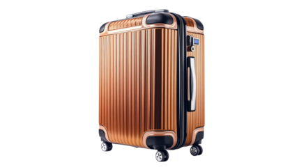 • A luxury smart suitcase with a built-in GPS tracker, isolated on white background in HD