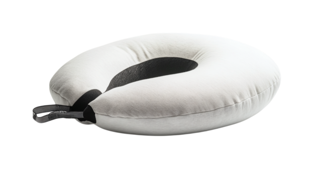 • A luxury smart travel pillow with adjustable comfort settings, isolated on white background in HD 