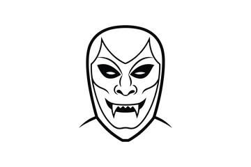 Vampire Face with Fangs in Black and White Silhouette