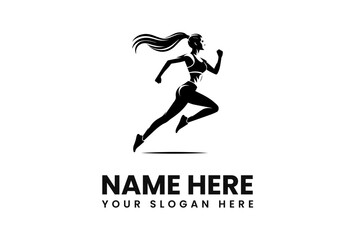 Silhouette of a running woman, suitable for fitness or athletic branding.
