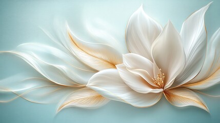 Obraz premium Delicate, light-cream flower on teal backdrop