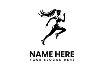 Silhouette of a woman running, representing fitness and athleticism, with space for text.